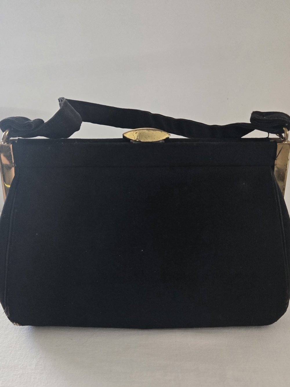 Vintage Mel Ton Black Evening Clutch with Gold Trim